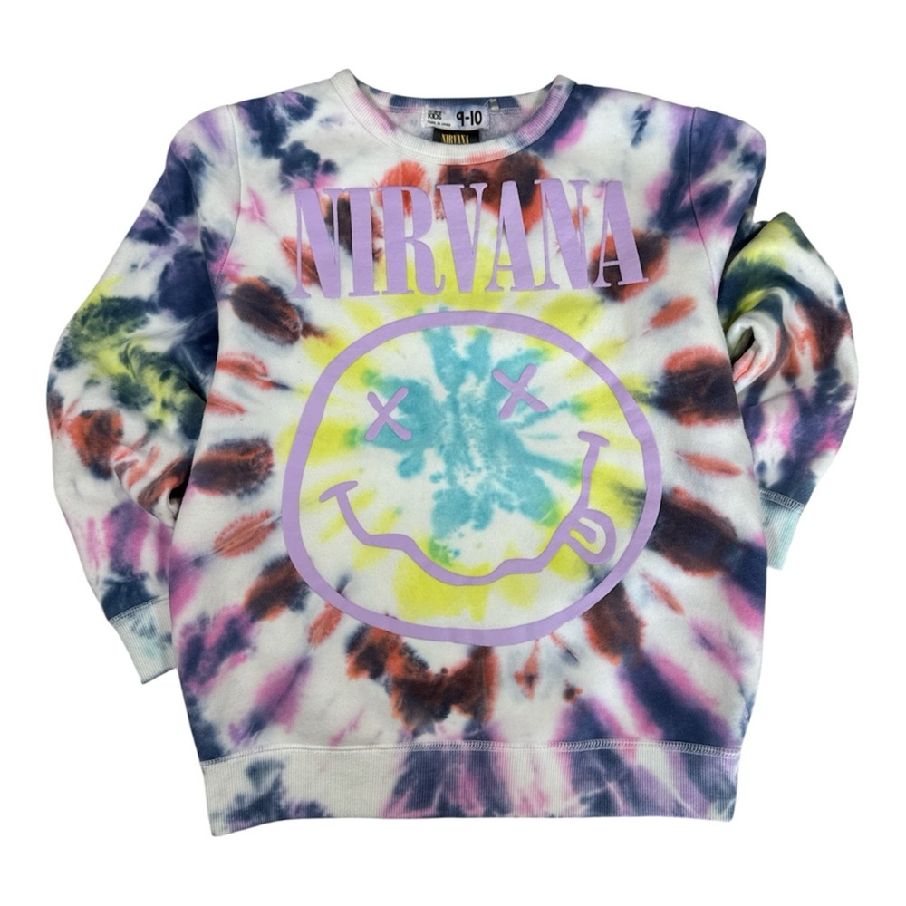 Nirvana Kids Tie Dye Sweatshirt Smiley Face Size 9/10